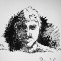 illustration d'un visage contemporain à l'encre de chine 